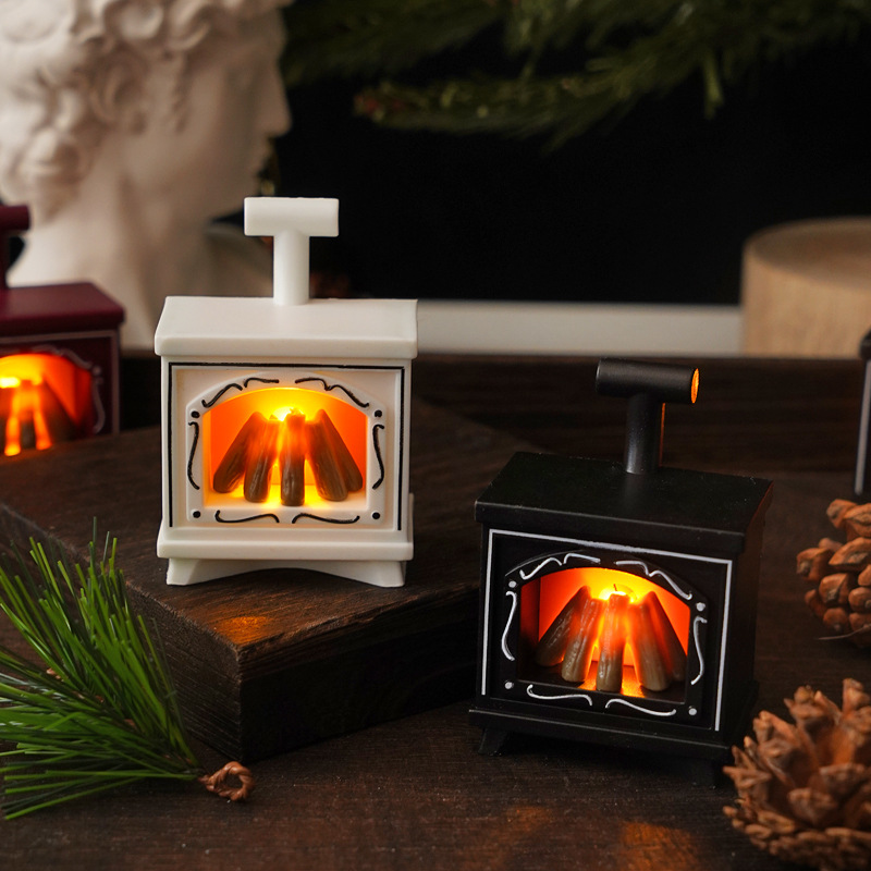 LED fireplace night light in retro style