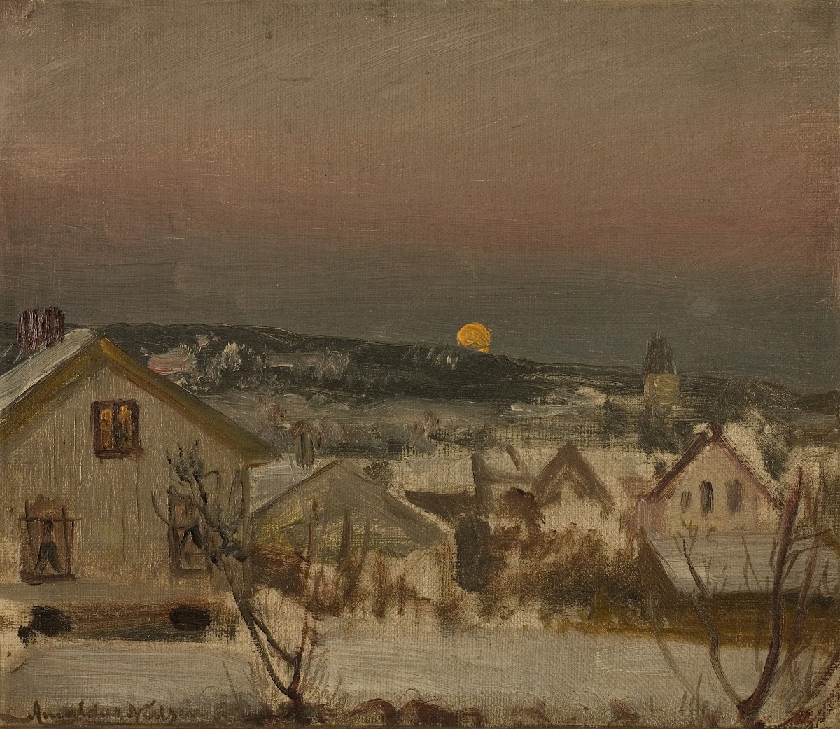 Vinteraften fra ateliervinduet 1875