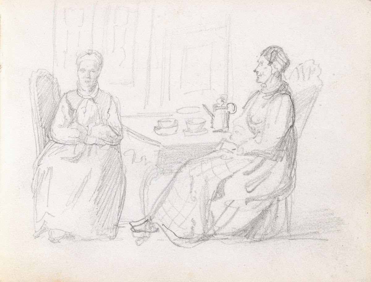 To kvinner som drikker kaffe 1848