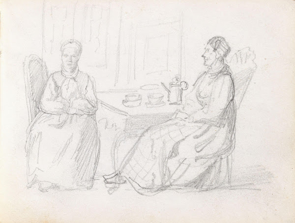 To kvinner som drikker kaffe 1848