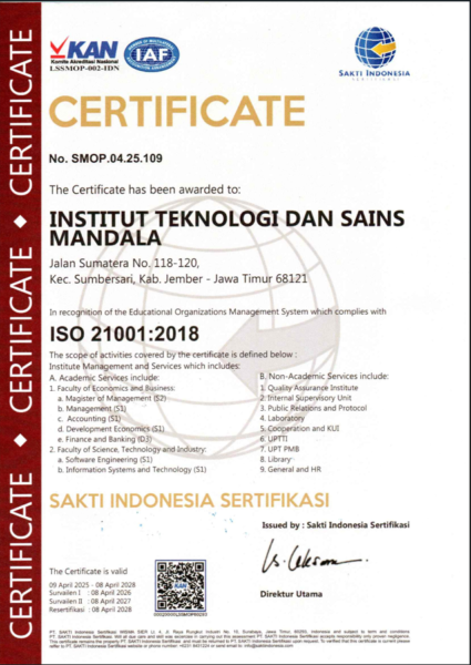 Sertifikat ISO 21001:2018 ITSM