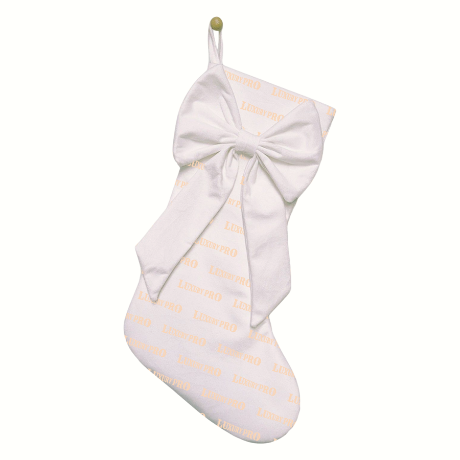 Embroidered Bow Christmas Stocking