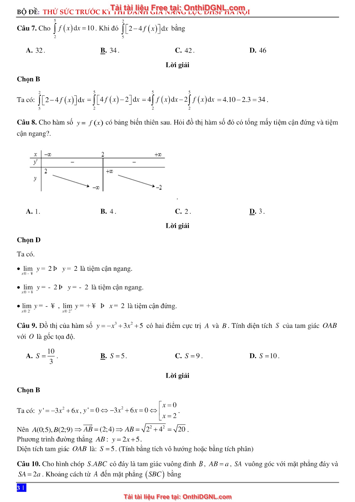 16 Đề ôn DGNL Sư Phạm HN môn toán - có đáp án