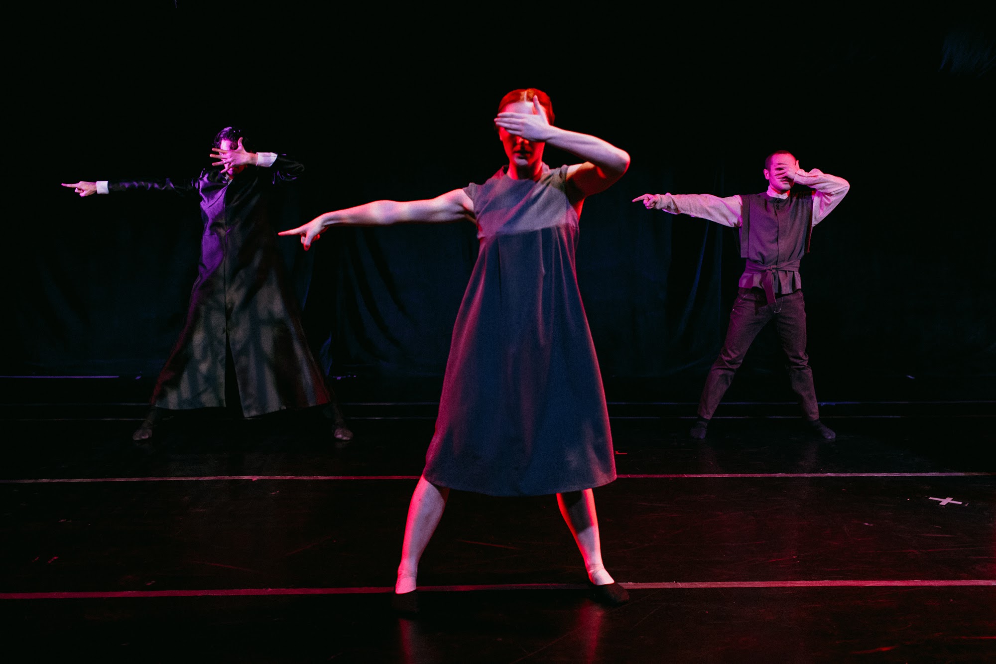 Dancers from Salem with fingers pointing
