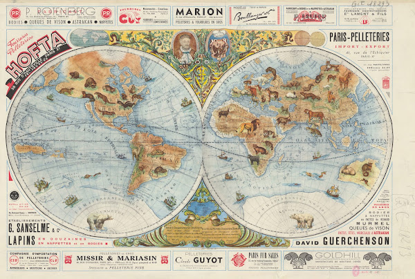 Monde RéPartition Des Animaux À Fourrure 1951