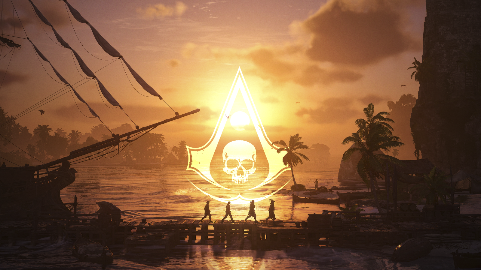 Assassin's Creed Black Flag Sunset - Video Game Art 4K Wallpaper (3840x2160)