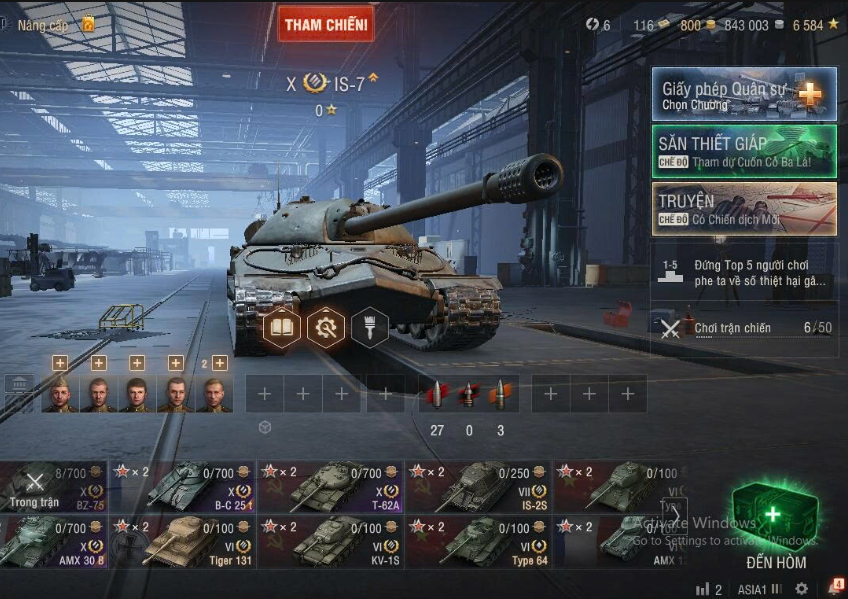 Acc World of Tanks PC với 6 tank cấp X gồm T-62A, IS-7, BZ-7...