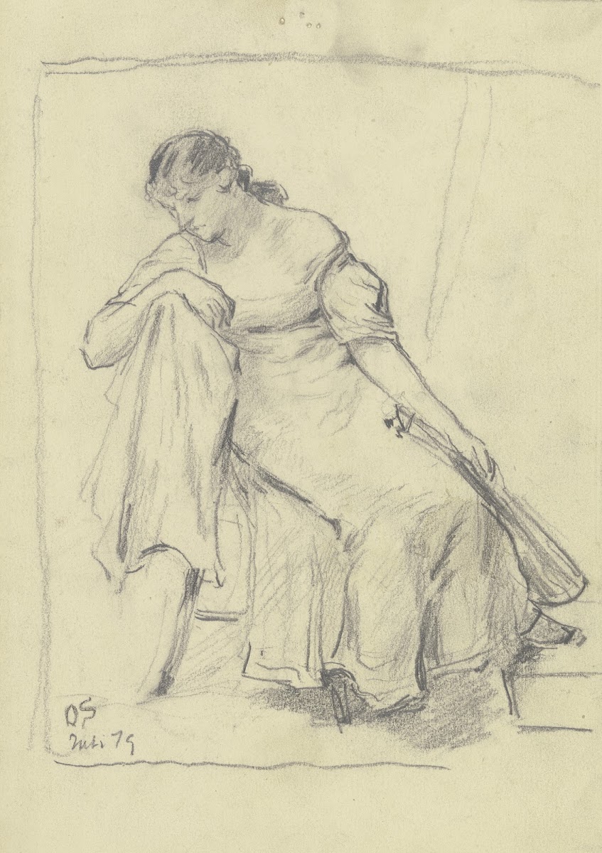Sitzende Frau mit Mandoline 1879