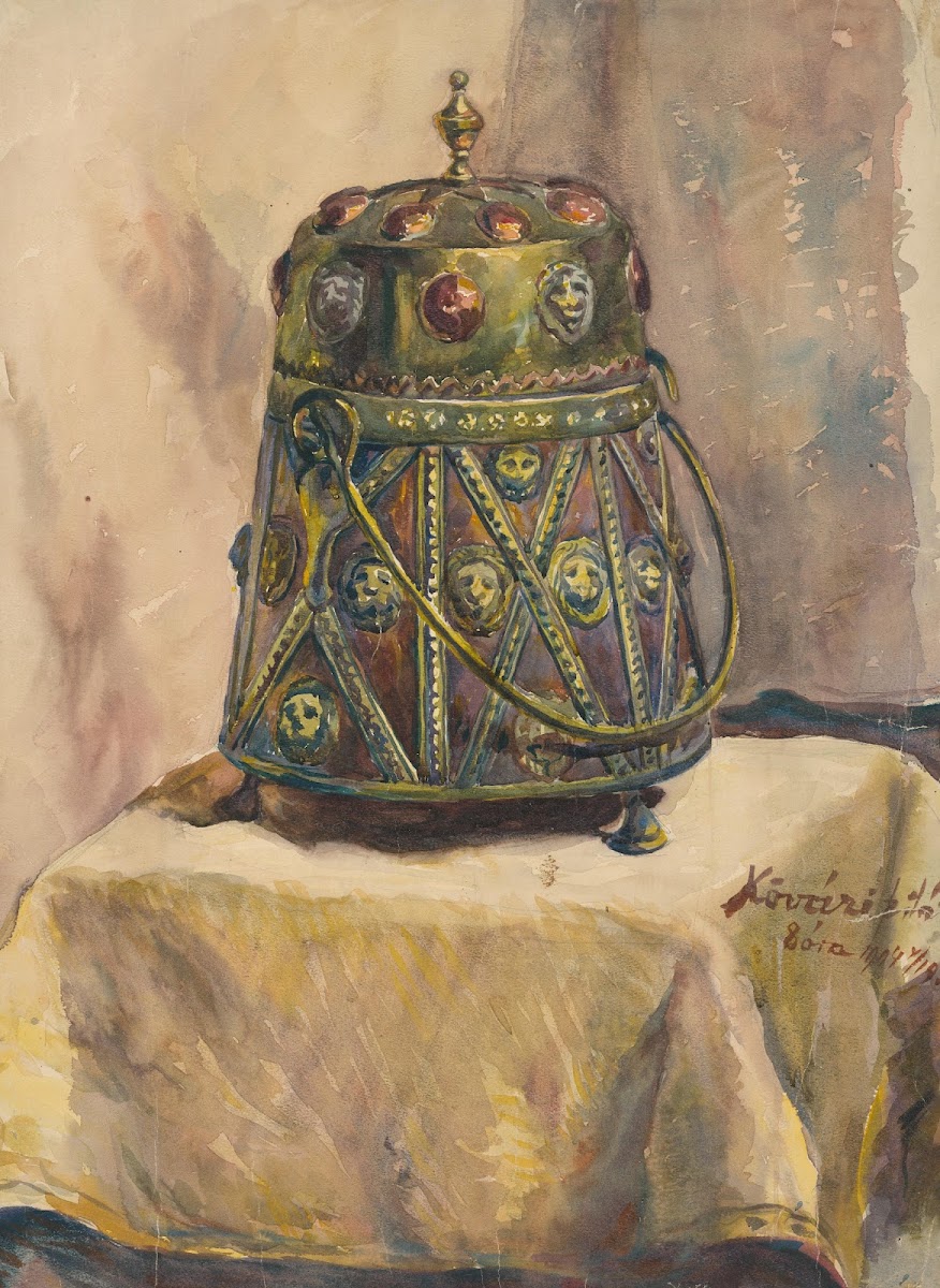 Štúdia ozdobnej kovovej nádoby 1904