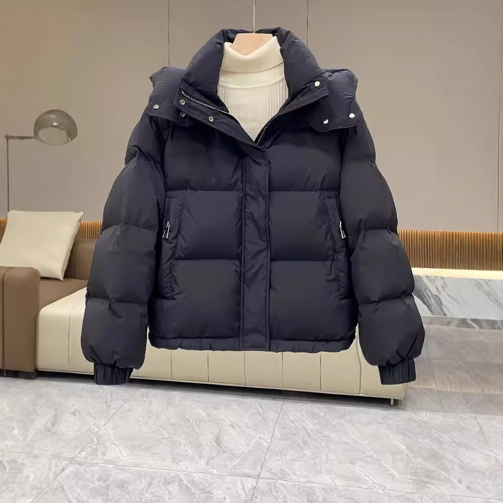 Damen-Steppjacke, kurz, mit Kapuze, große Größen