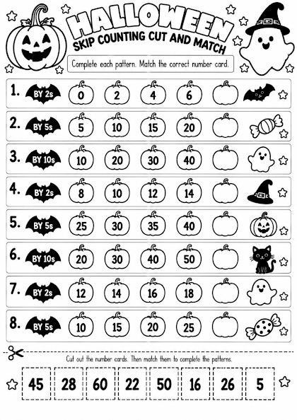 HALLOWEEN SKIP COUNTING CUT AND MATCH