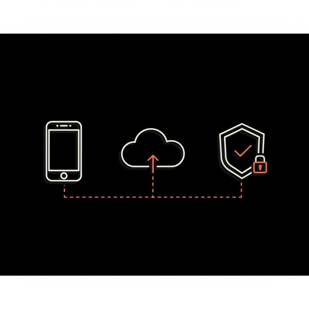 Minimal infographic of a smartphone, cloud backup icon and shield symbol in Social Success Hub palette on black background illustrating how to recover locked microsoft account