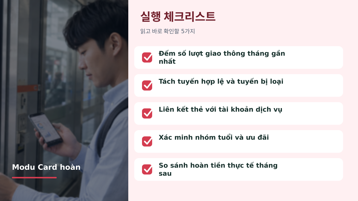 Thẻ Modu Card hoàn tiền bao nhiêu từ tháng 9/2026? So sánh chi phí đi làm - 글 전용 체크리스트