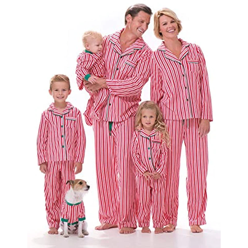 Family Pajama Set, Striped Design, Christmas