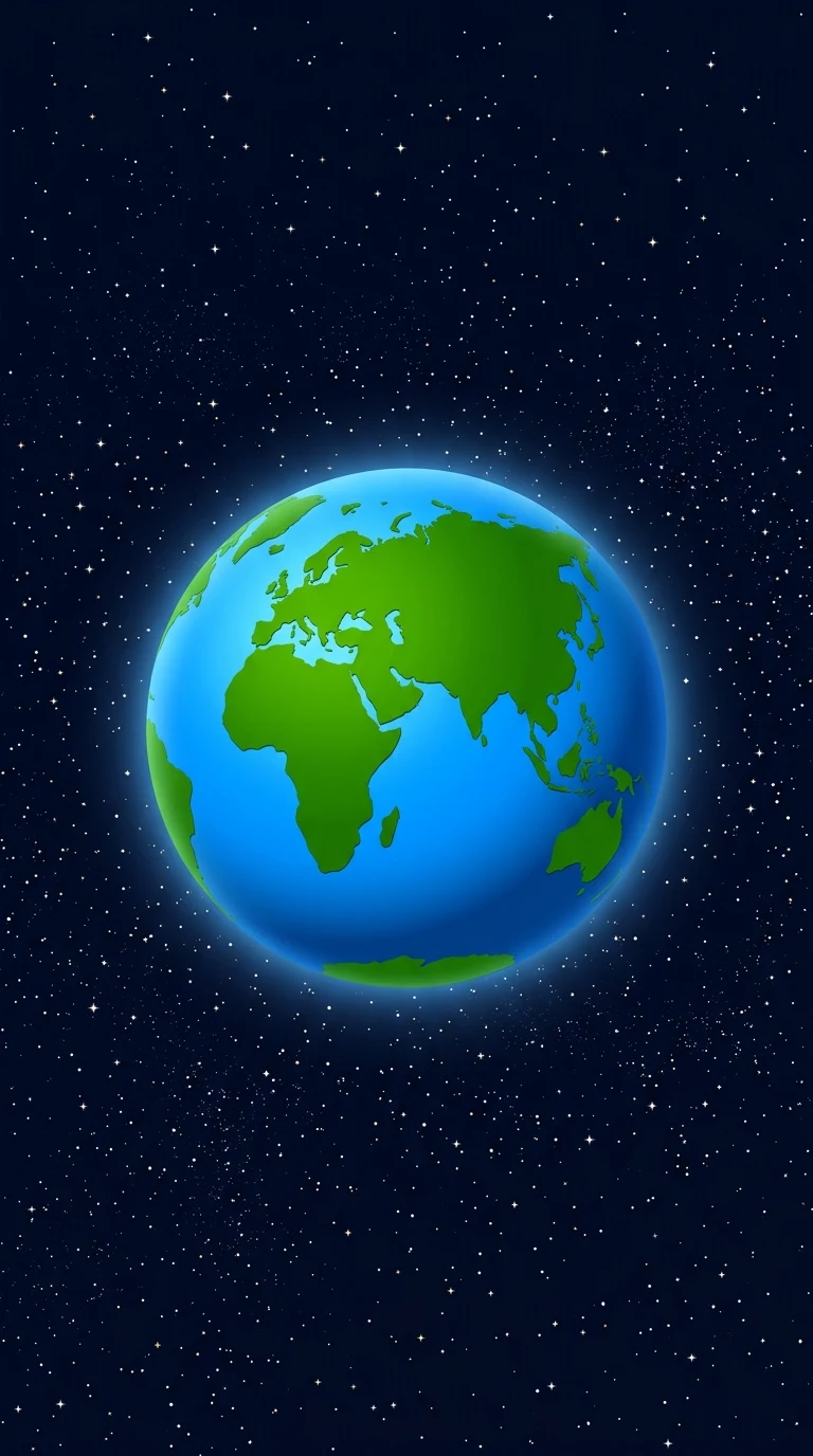 Stylized Vector Illustration of Planet Earth in Starry Space - Free 4K mobile Wallpaper