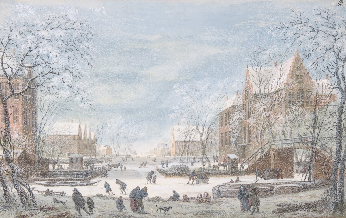 Snow Falling on a Dutch Town