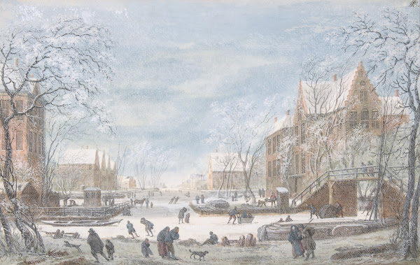 Snow Falling on a Dutch Town