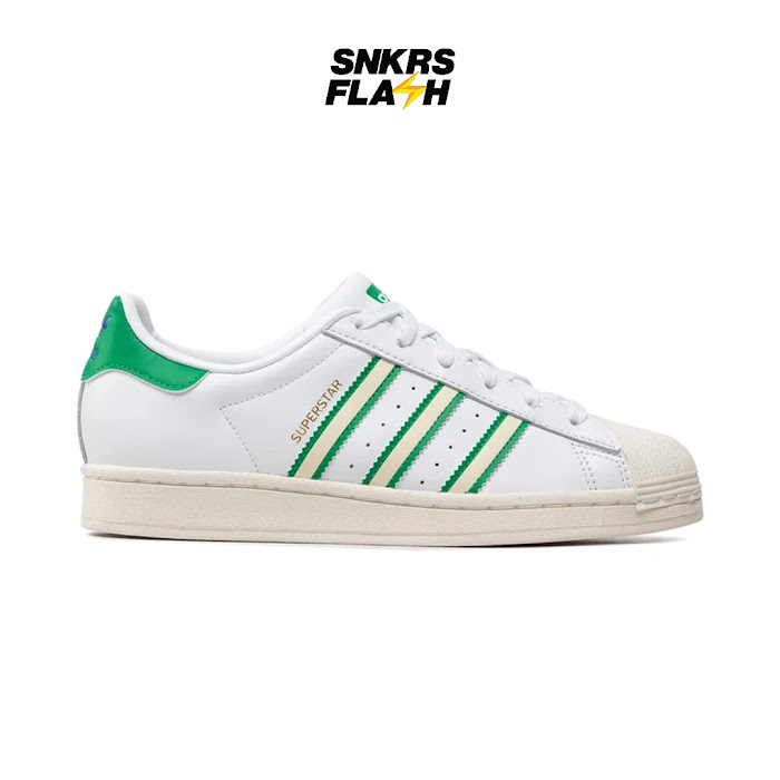 ADIDAS SUPERSTAR WHITE OFF WHITE GREEN - GX9878