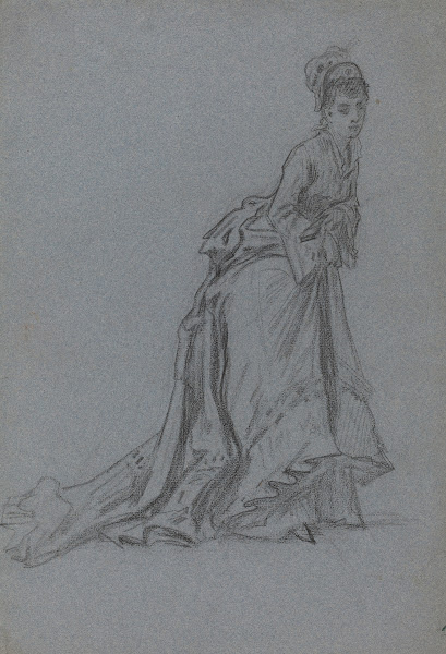 Fashionable Young Woman Stepping Forward 1890s