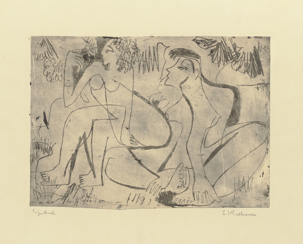 Zwei sitzende Mädchen im Freien 1928
