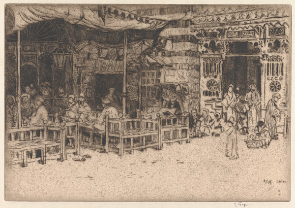 Coffee House and Mosque Entrance Cairo