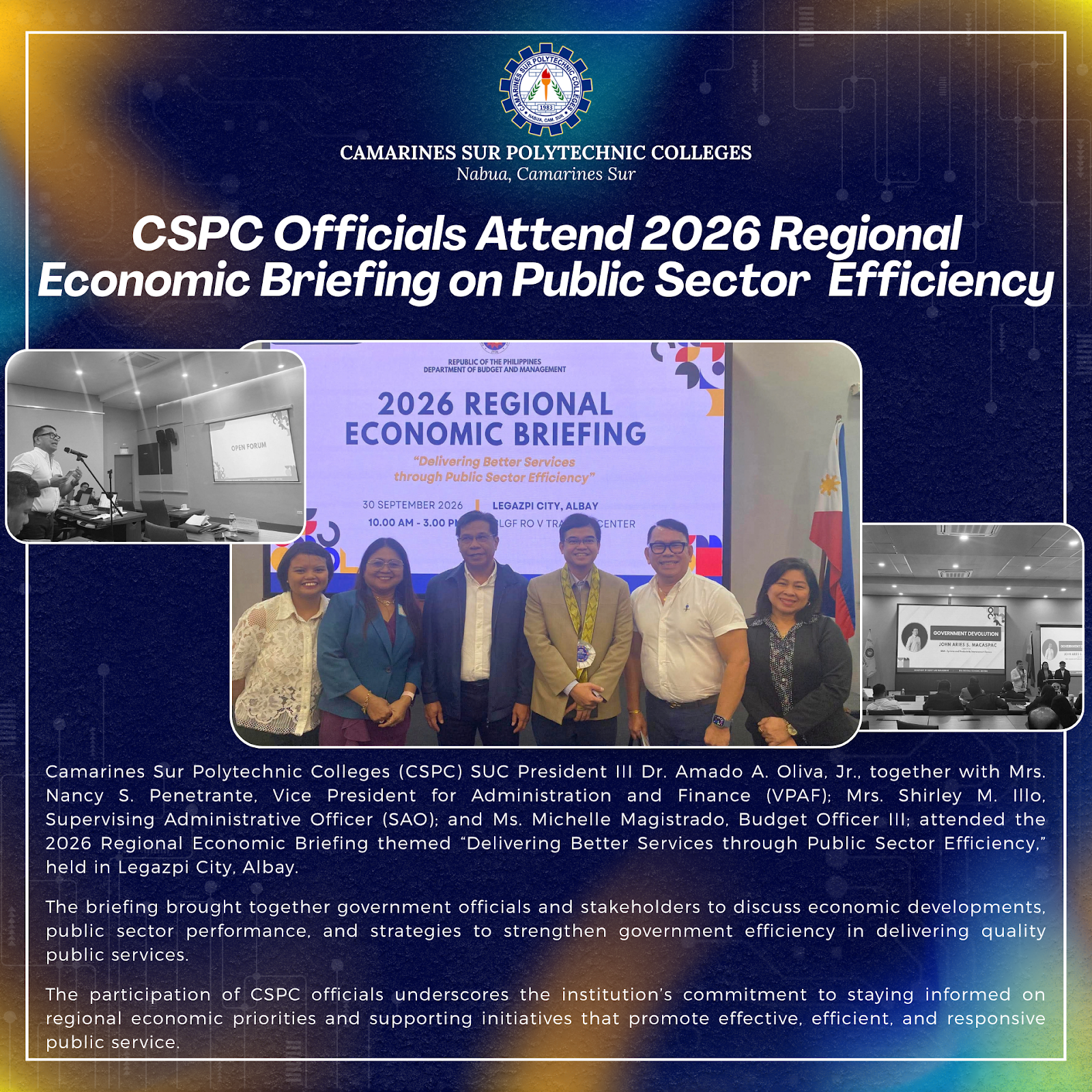 𝗖𝗦𝗣𝗖 𝗢𝗳𝗳𝗶𝗰𝗶𝗮𝗹𝘀 𝗔𝘁𝘁𝗲𝗻𝗱 𝟮𝟬𝟮𝟲 𝗥𝗲𝗴𝗶𝗼𝗻𝗮𝗹 𝗘𝗰𝗼𝗻𝗼𝗺𝗶𝗰 𝗕𝗿𝗶𝗲𝗳𝗶𝗻𝗴 𝗼𝗻 𝗣𝘂𝗯𝗹𝗶𝗰 𝗦𝗲𝗰𝘁𝗼𝗿 𝗘𝗳𝗳𝗶𝗰𝗶𝗲𝗻𝗰𝘆