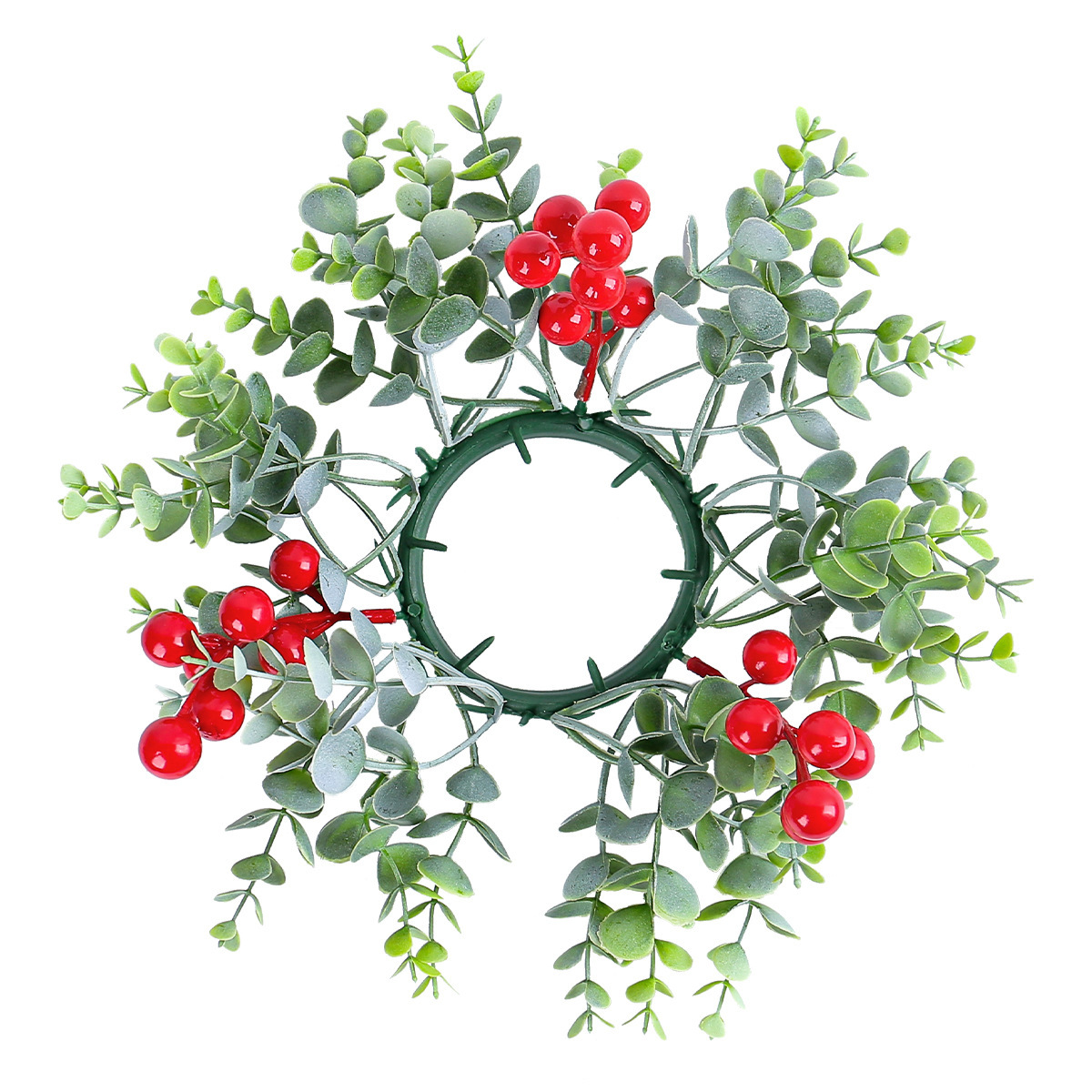 Christmas candle wreath with red berries