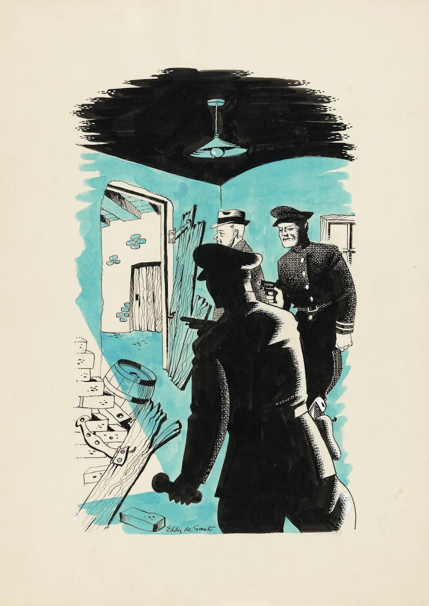 Politieagenten in een kelder 1947
