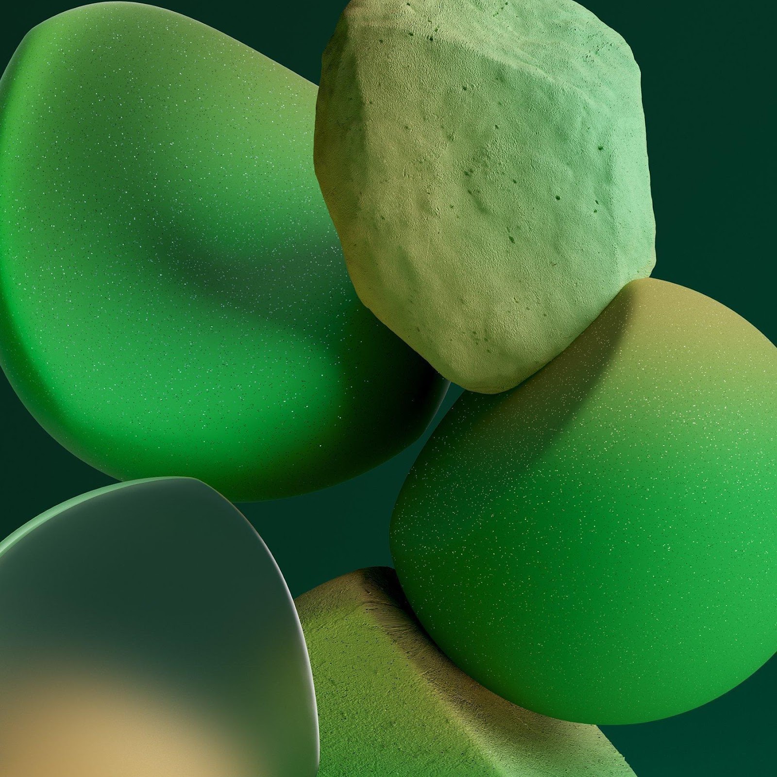 Download Abstract Floating Green Shapes 2K iPhone