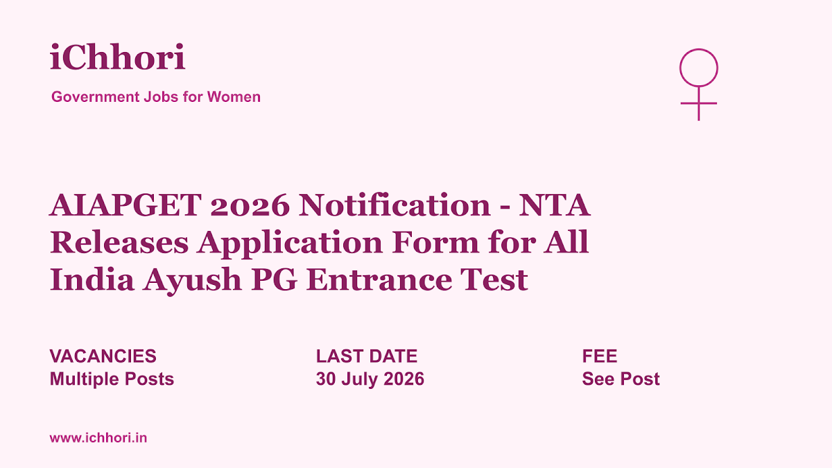 AIAPGET 2026 Notification - NTA Releases Application Form for All India Ayush PG Entrance Test - iChhori