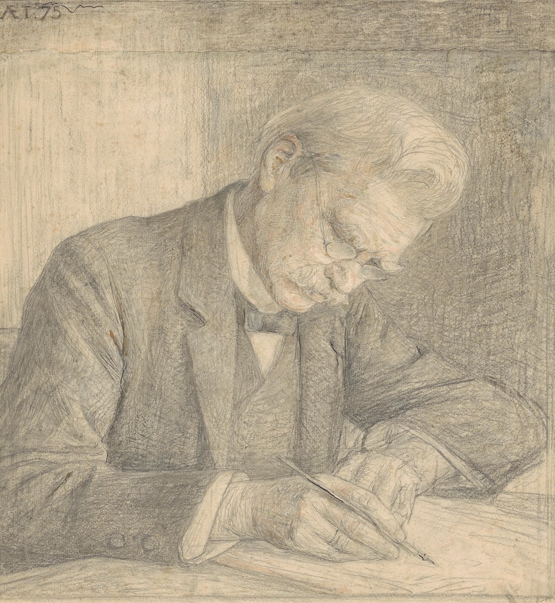 Portret van J van der Vegt schrijvend 1874   1925