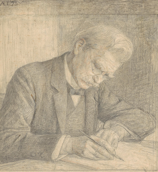 Portret van J van der Vegt schrijvend 1874   1925