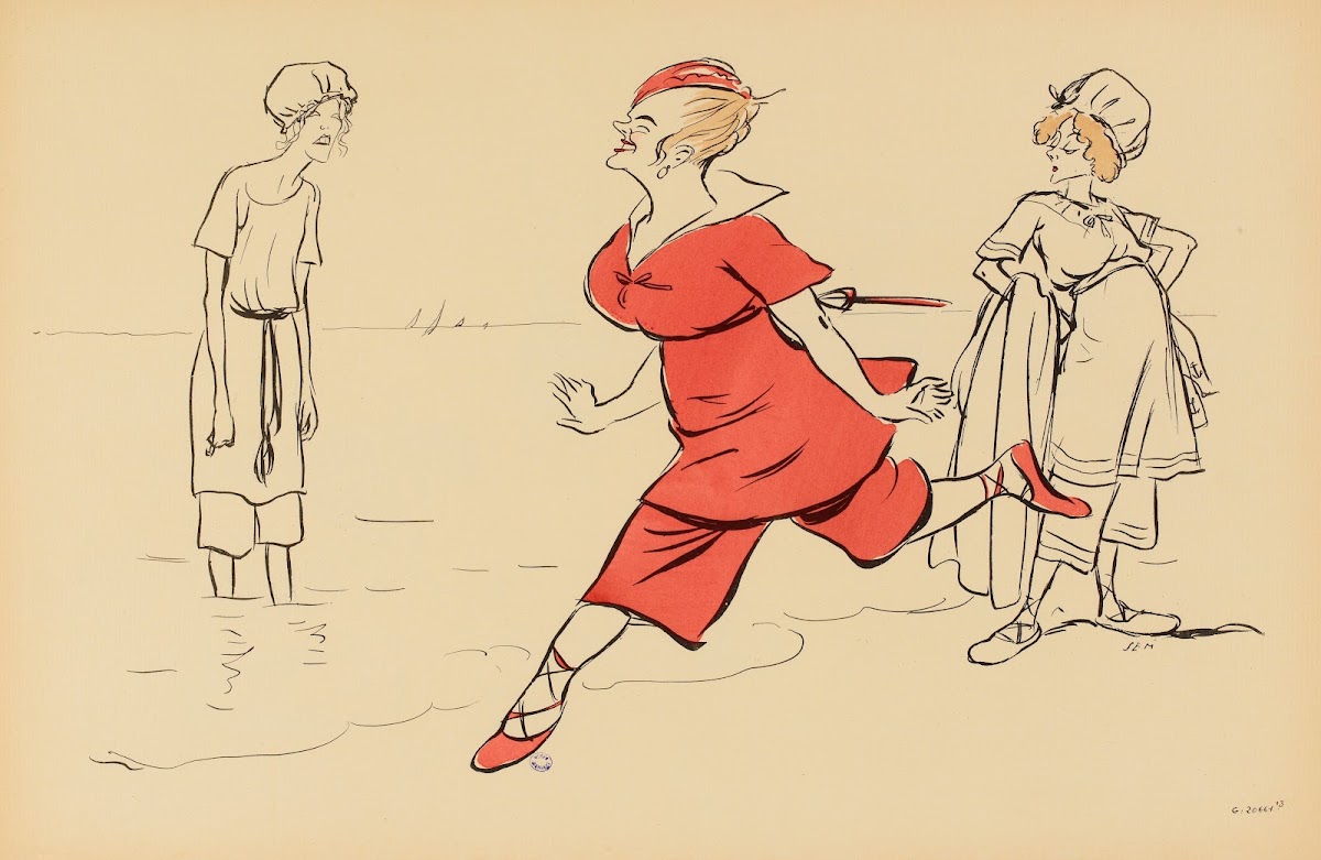 Femme en costume de bain rouge 1919