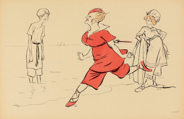 Femme en costume de bain rouge 1919