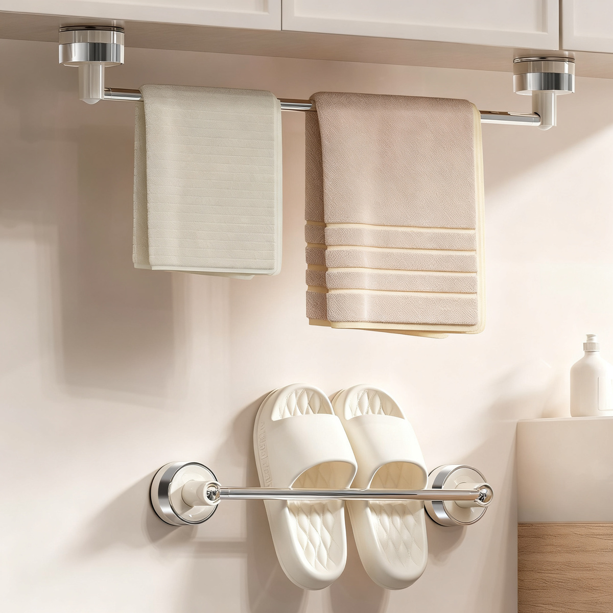 Extendable Suction Cup Shoe Rack for Bathroom