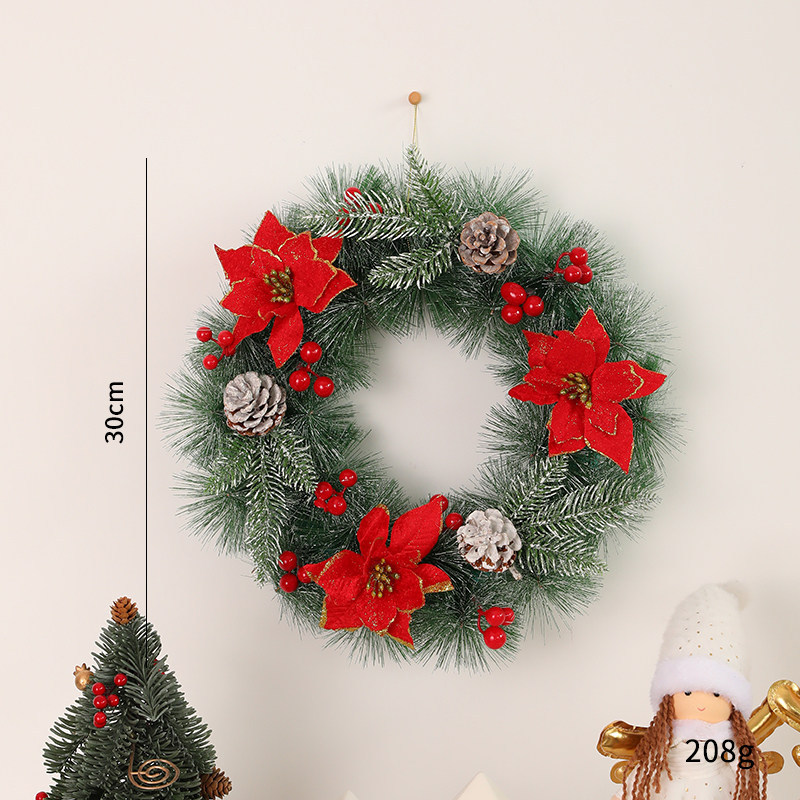 Dekorativer Weihnachtskranz mit Zapfen und LED