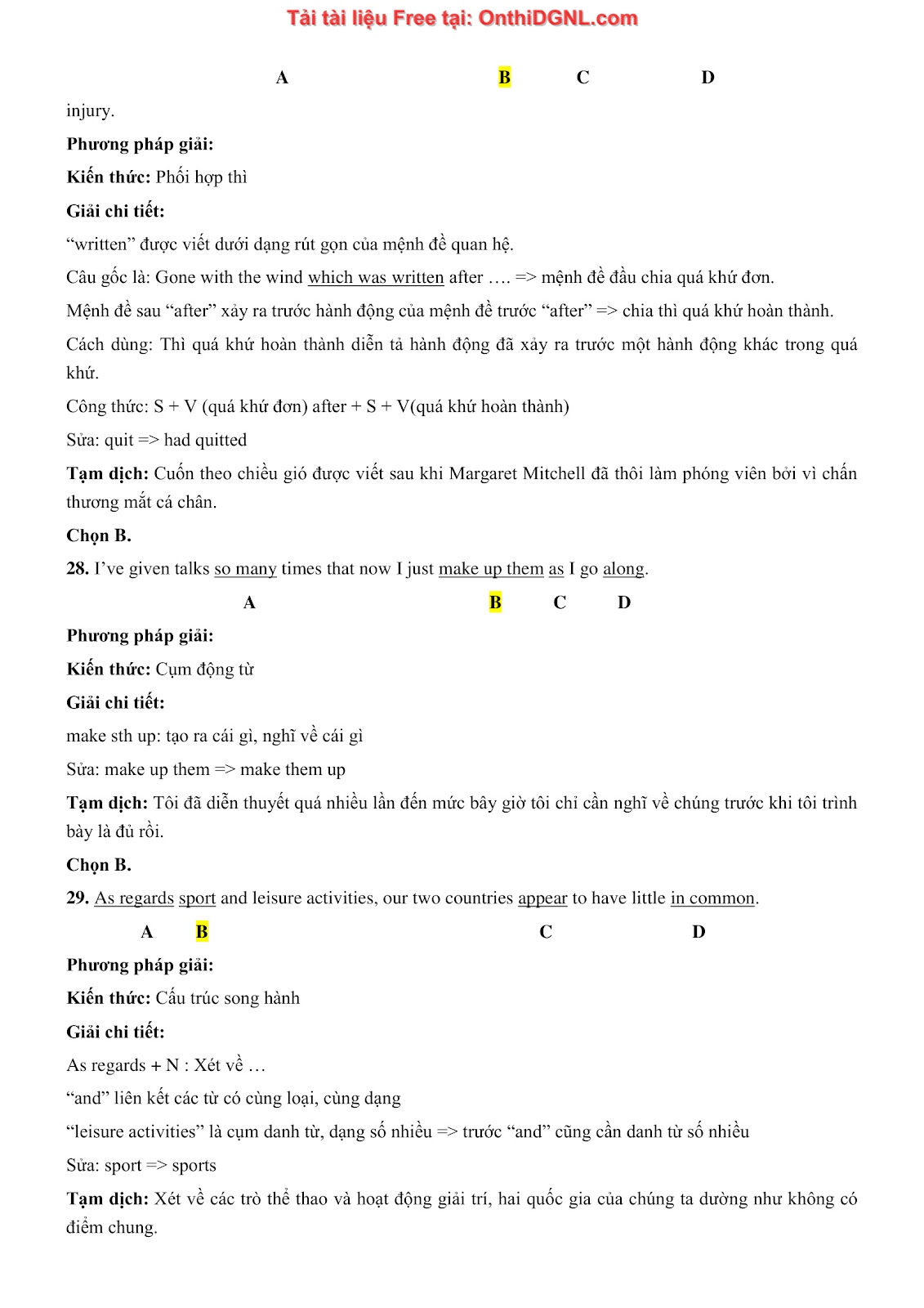 800 bài tập môn Tiếng Anh - Ôn thi ĐGNL ĐHQG TP HCM Phần 28