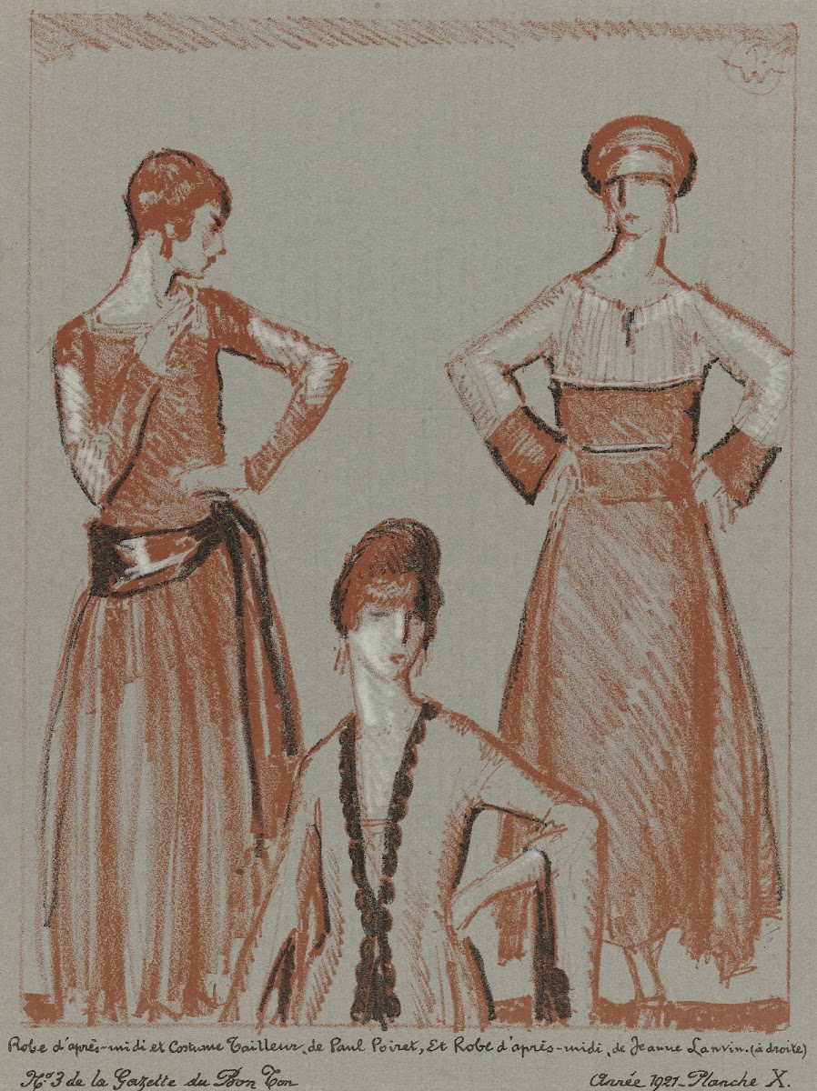 Robe daprès midi et costume tailleur de Paul Poiret et robe daprès midi de Jeann