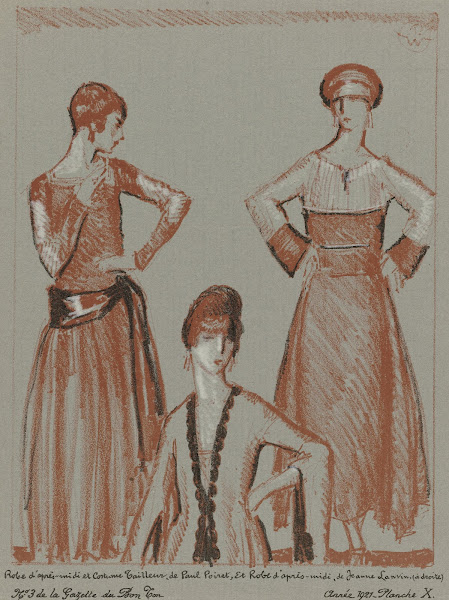 Robe daprès midi et costume tailleur de Paul Poiret et robe daprès midi de Jeann