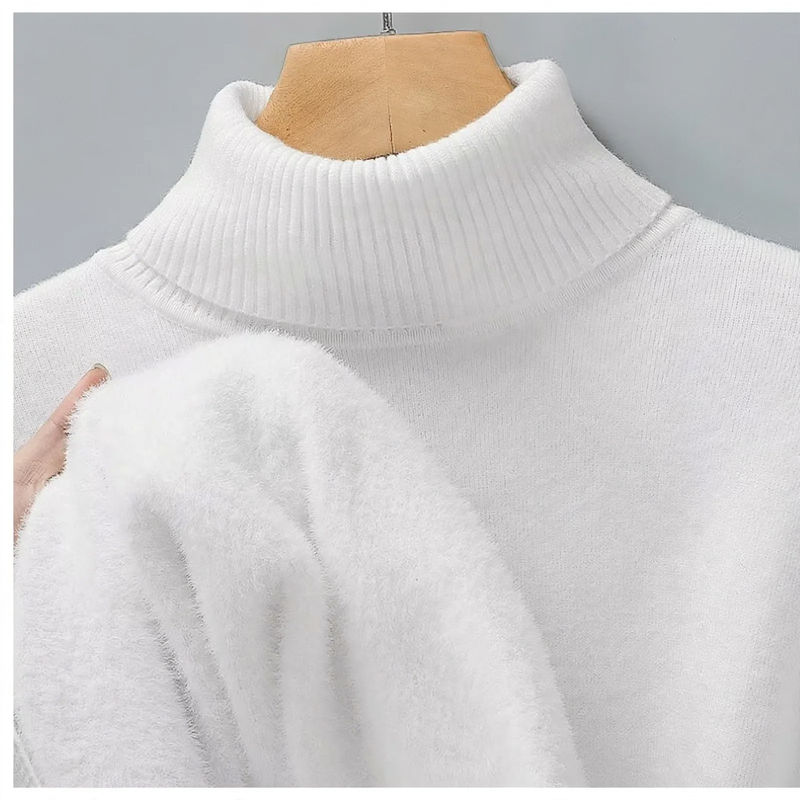 Herren-Wollpullover mit Rollkragen und Fleecefutter
