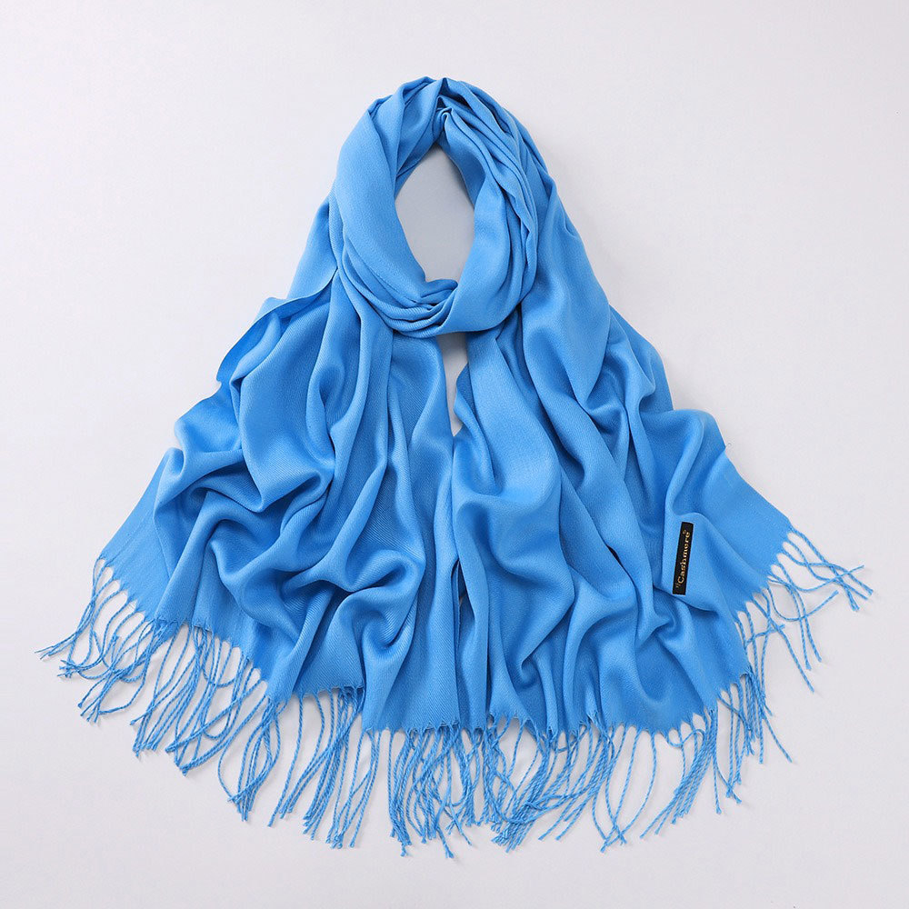 Solid-colored scarf made of cashmere imitation with fringes, 200x70 cm