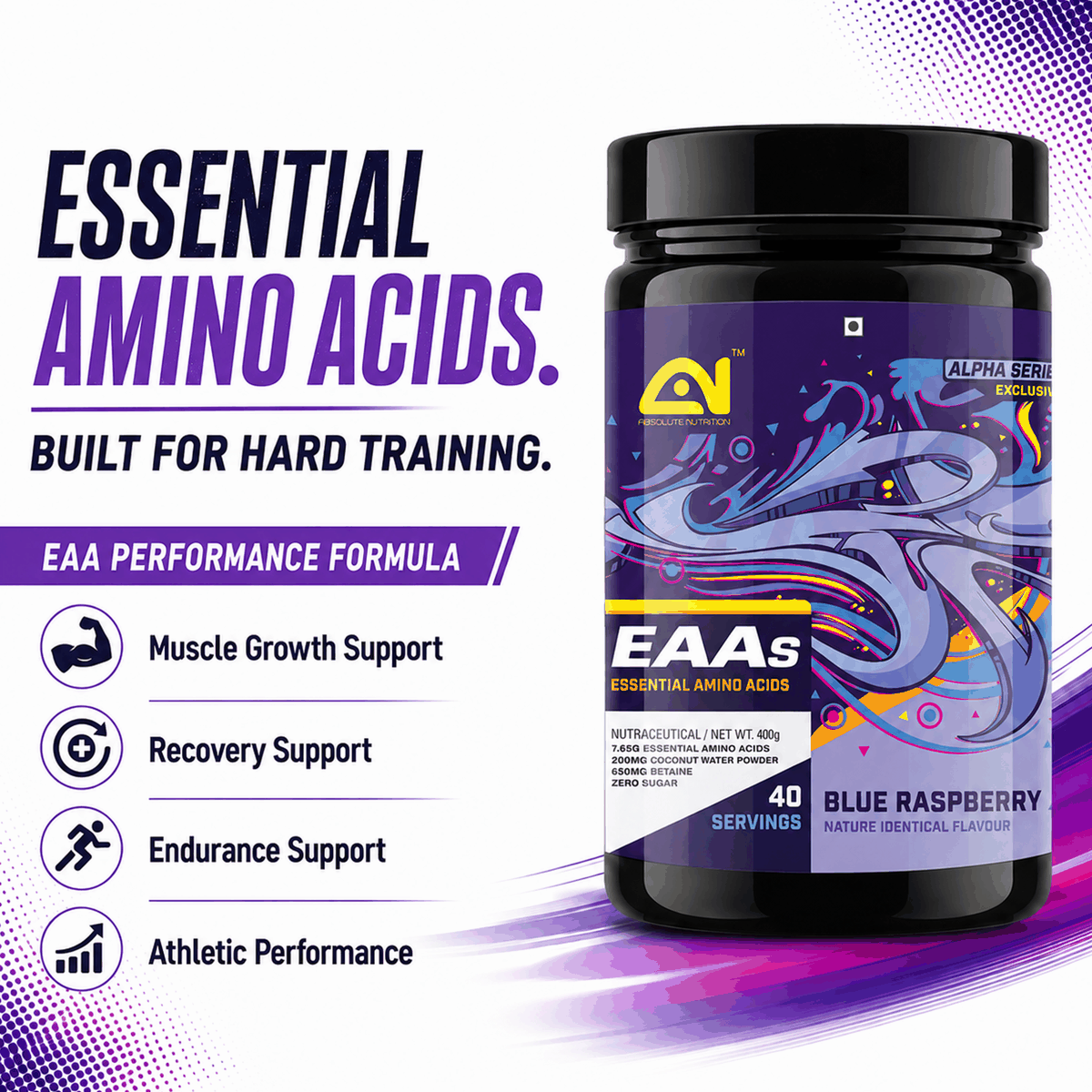 Absolute Nutrition EAAs 400gm — Blue Raspberry, 400g