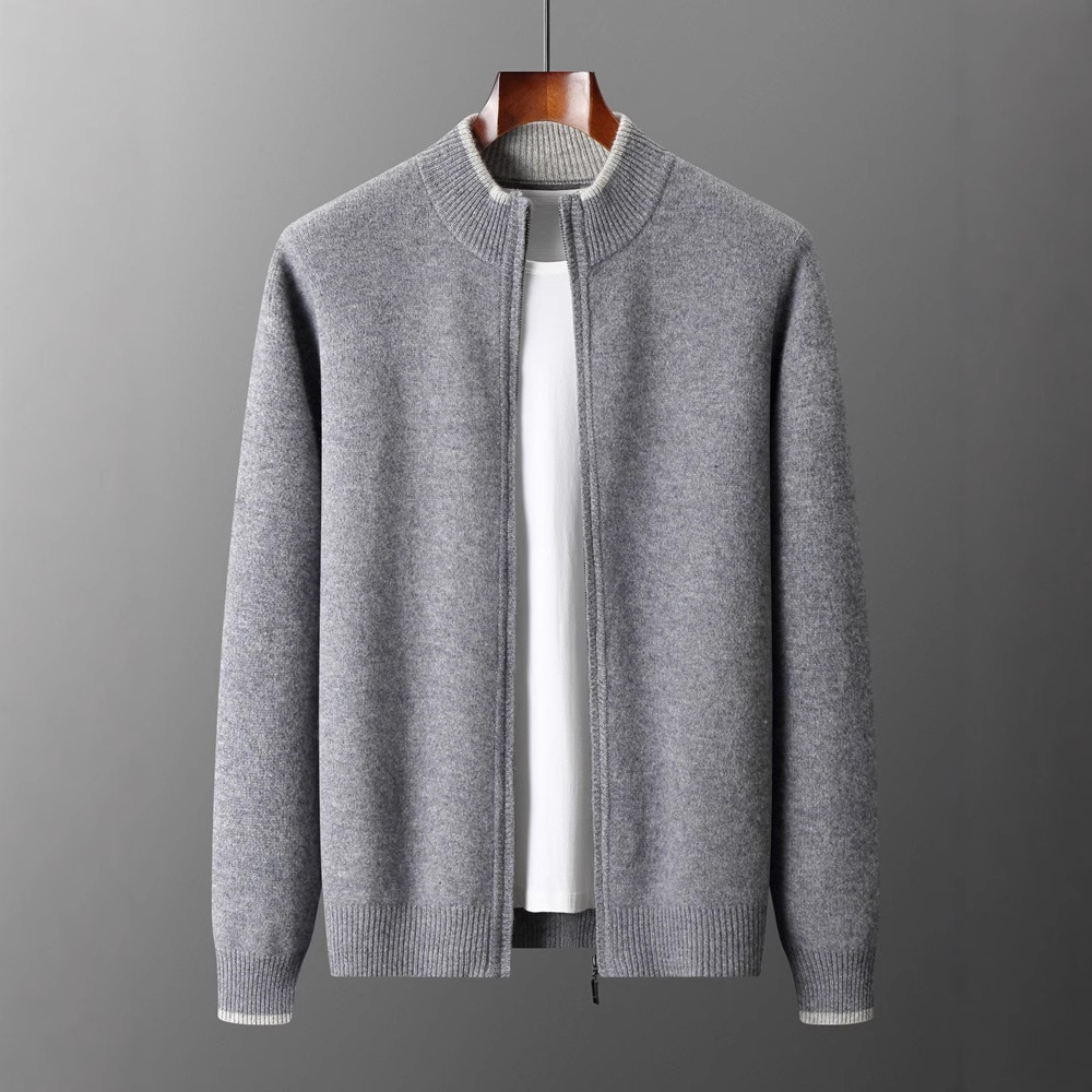 Herren-Strickjacke mit Reißverschluss und Stehkragen