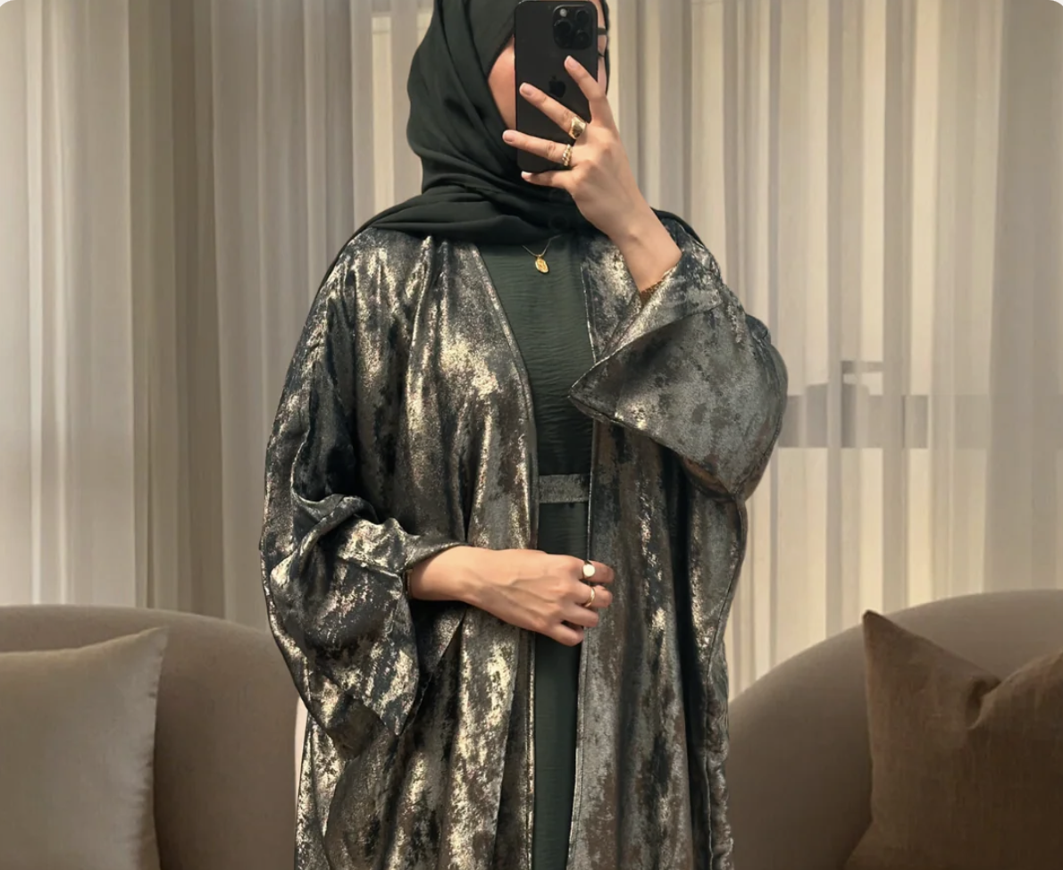 Hayah Blush Green 4-Piece Abaya Set