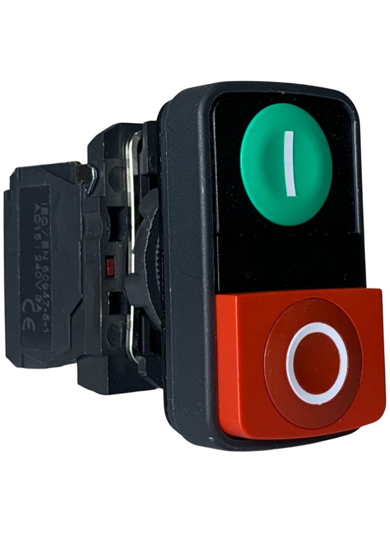On Off Push Double Headed Green + Red 1N/O + 1N/C