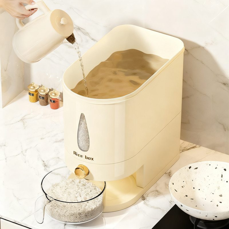 Plastic rice container with pressure seal, airtight