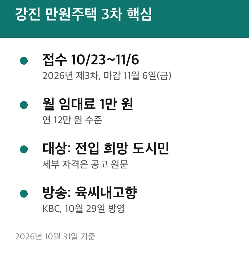 강진 만원주택 3차 핵심