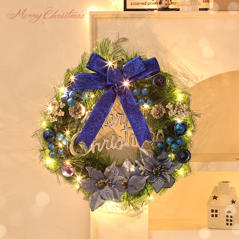 Decorative Christmas Wreath Made of Silk Flowers