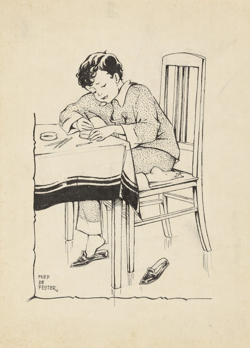 Knutselende jongen aan een tafel 1928 1941