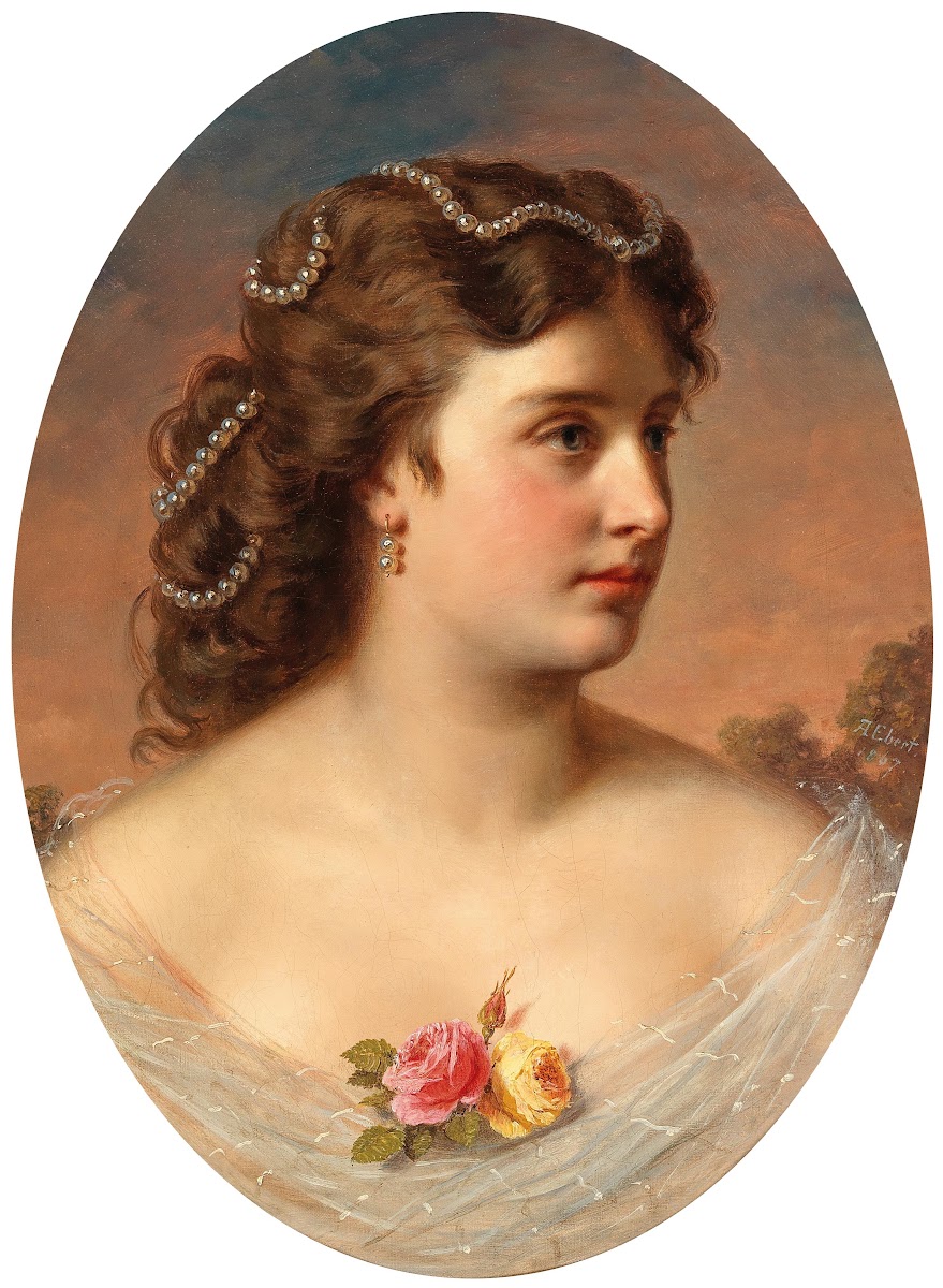 Bildnis einer Dame mit Rosen am Dekolleté 1867